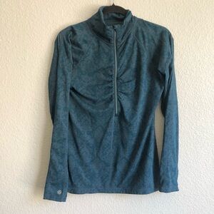 Athleta blue floral medium long sleeve half zip running top athletic jacket